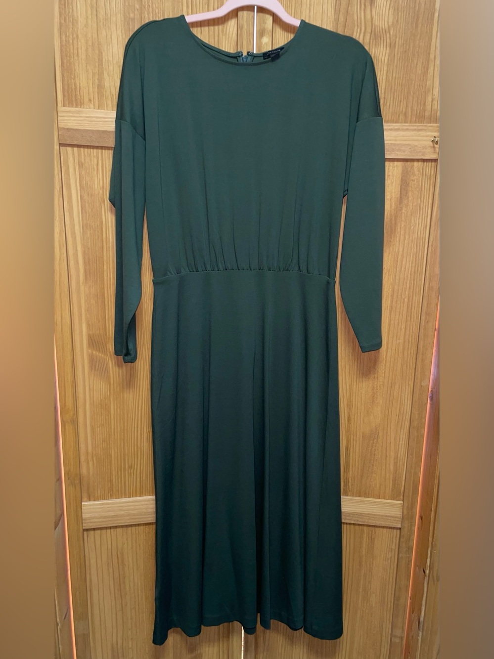Ann Taylor Olive Green Long Sleeve Midi Dress